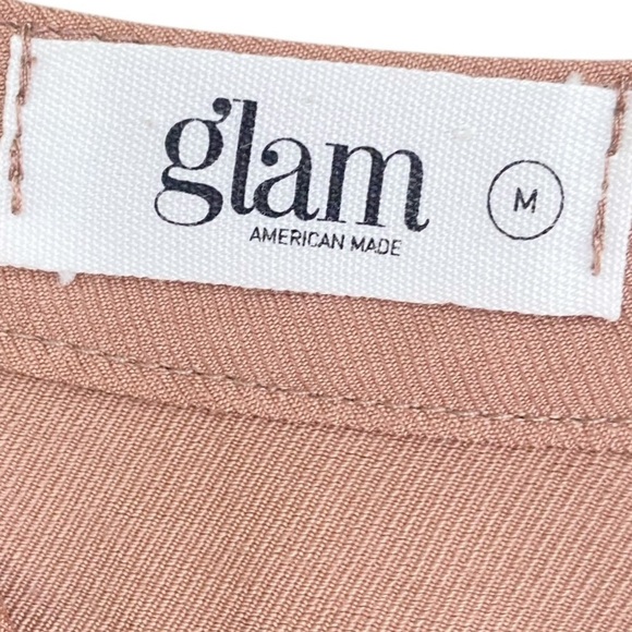 Glam split neck mocha 3/4 balloon sleeve casual dress high low hem size medium - Picture 9 of 10